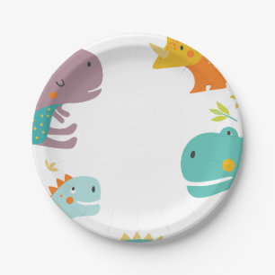 Dinosaur Roar Boys Birthday Blue Paper Plate