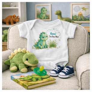Dinosaur Roar Cute Stegosaurus Baby Boy Bodysuit
