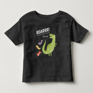 Dinosaur Roar Green Monogrammed Kid Boy Toddler T-Shirt