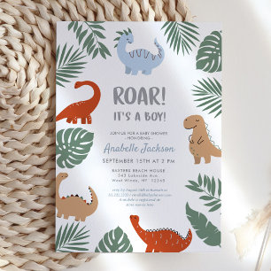Dinosaur Roar It's a Boy  Baby Shower Invitation