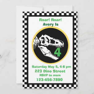 Dinosaur Roar Kids Birthday Party Invitation