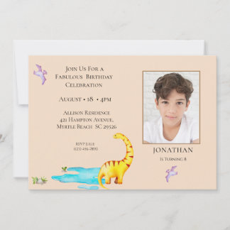 Dinosaur Roar Theme Jungle Birthday   Invitation