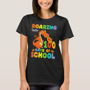 Dinosaur Roaring Into 100 Days Of School Apparel R T-Shirt