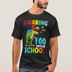 Dinosaur Roaring Into 100 Days Of School Rex Boys  T-Shirt