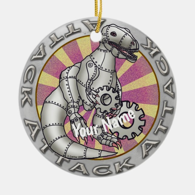 Dinosaur Robot Ceramic Tree Decoration (Front)