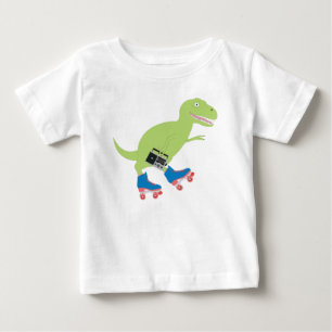 Dinosaur Roller Skating Holding Radio Baby T-Shirt