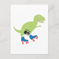 Dinosaur Roller Skating Holding Radio