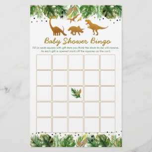 Dinosaur Safari Baby Shower Bingo Game