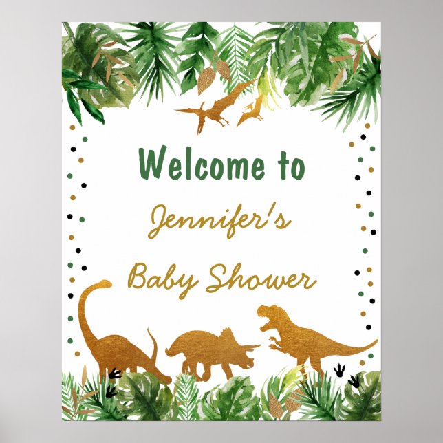 Dinosaur Safari Baby Shower Welcome Poster (Front)