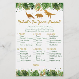 Dinosaur Safari What's In Your Purse Shower Game