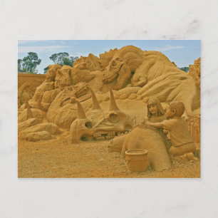 Dinosaur Sand Castle Sculptures Dinostory Postcard