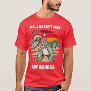 Dinosaur Santa Claus Retro Vintage Sunsets Happy H T-Shirt