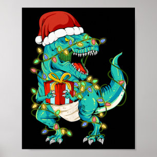 Dinosaur Santa  for Boys Girls Christmas Tree Ligh Poster