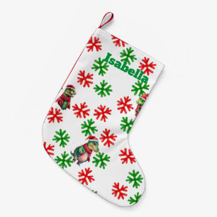 Dinosaur Santa Happy Merry Christmas  pattern Small Christmas Stocking