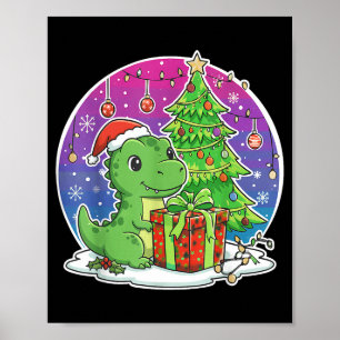 Dinosaur Santa Hat Xmas Dinosaur Lover Adults Boy Poster