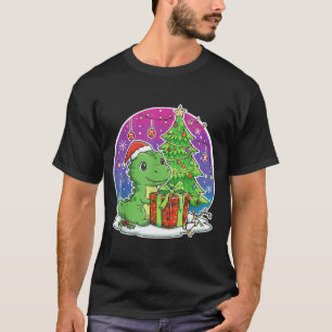 Dinosaur Santa Hat Xmas Dinosaur Lover Adults Boy T-Shirt