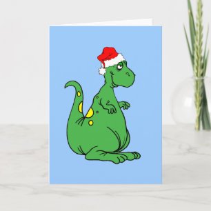 dinosaur Santa Holiday Card