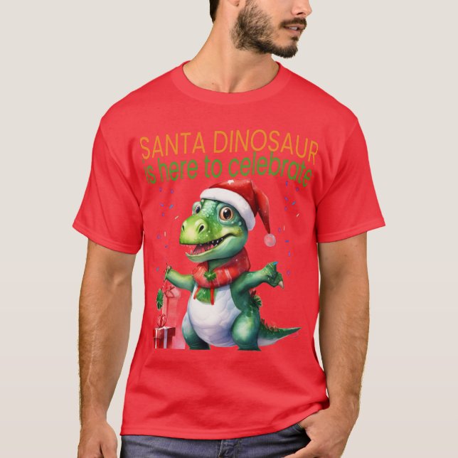 Dinosaur Santa  T-Shirt (Front)