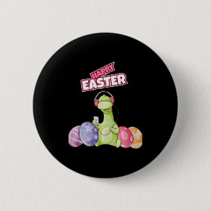 Dinosaur Say Happy Easter Premium Tri-blend 6 Cm Round Badge