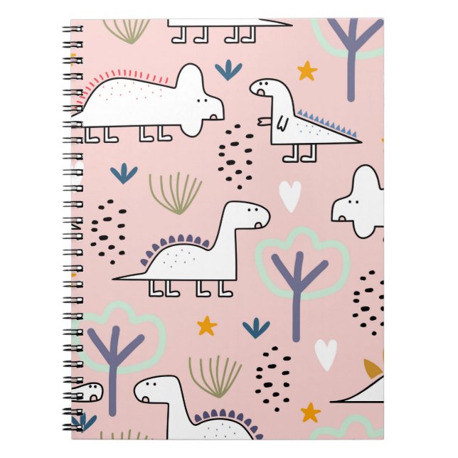 Dinosaur seamless pattern, vintage illustration wi notebook (Front)