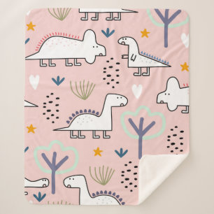 Dinosaur seamless pattern, vintage illustration wi sherpa blanket