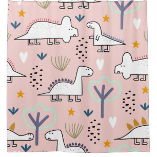 Dinosaur seamless pattern, vintage illustration wi shower curtain