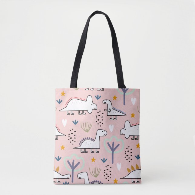 Dinosaur seamless pattern, vintage illustration wi tote bag (Front)