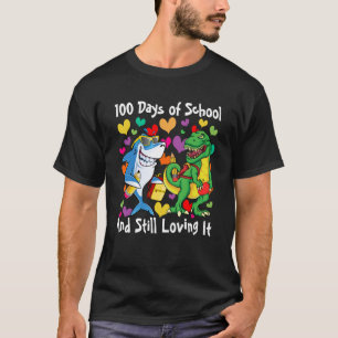 Dinosaur & Shark 100 Days of School And Still Lovi T-Shirt