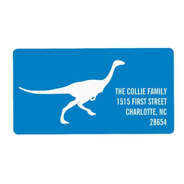 Dinosaur Silhouette Custom Colour Address Label (Front)