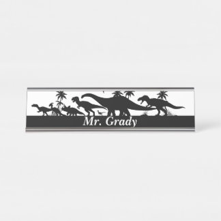 Dinosaur Silhouettes Desk Name Plate