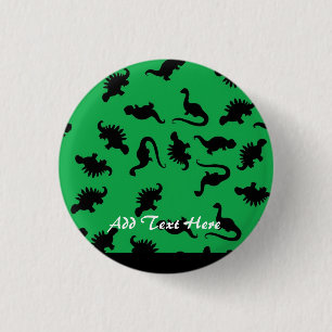 Dinosaur Silhouettes on Green Background Pattern 3 Cm Round Badge