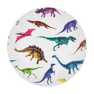 Dinosaur silhouettes: vintage sketch pattern. cutting board