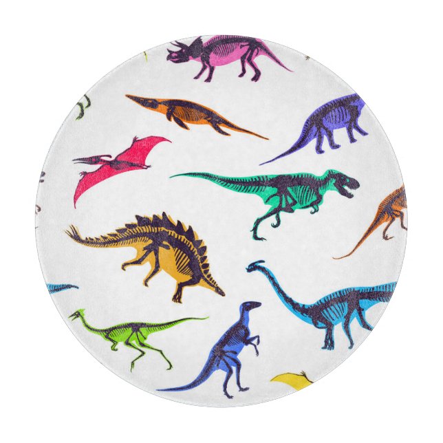 Dinosaur silhouettes: vintage sketch pattern. cutting board (Front)