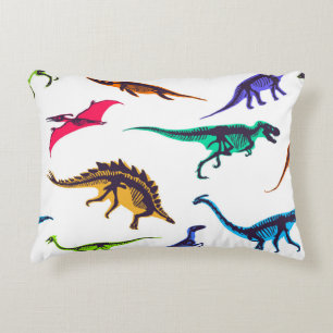 Dinosaur silhouettes: vintage sketch pattern. decorative cushion