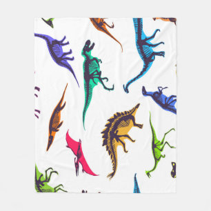 Dinosaur silhouettes: vintage sketch pattern. fleece blanket