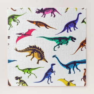 Dinosaur silhouettes: vintage sketch pattern. jigsaw puzzle