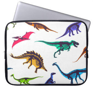 Dinosaur silhouettes: vintage sketch pattern. laptop sleeve