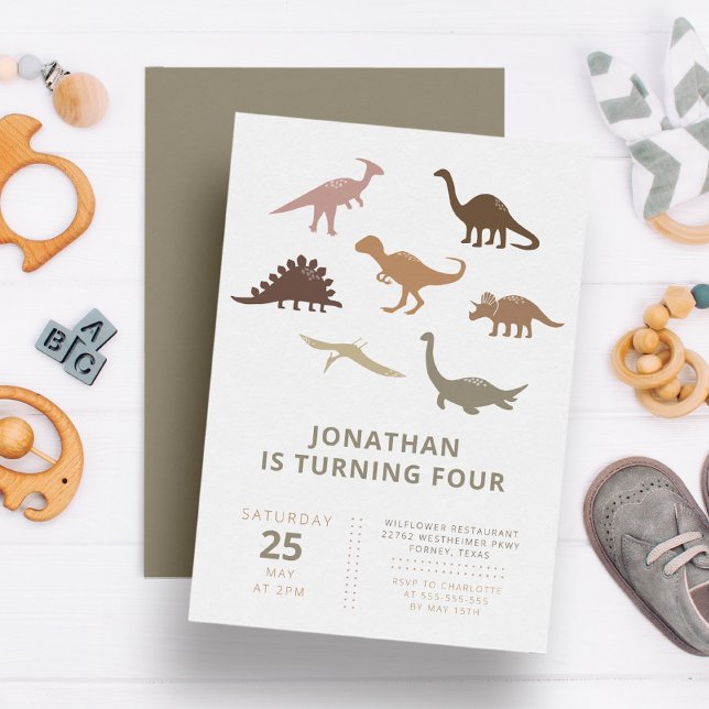 Dinosaur Simple Minimalist Boy Birthday Party Invitation (Creator Uploaded)
