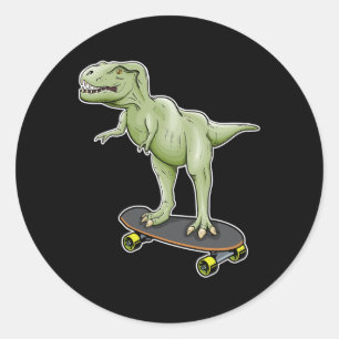 Dinosaur Skateboarding T-rex Dino Dinosaur Classic Round Sticker