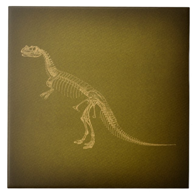 Dinosaur Skeleton Antique Dinosaur Bones Art Tile (Front)