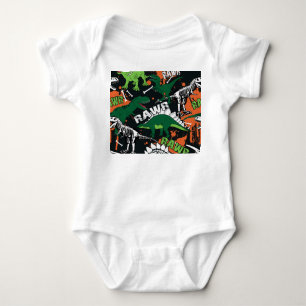 Dinosaur skeleton, grunge seamless pattern. baby bodysuit