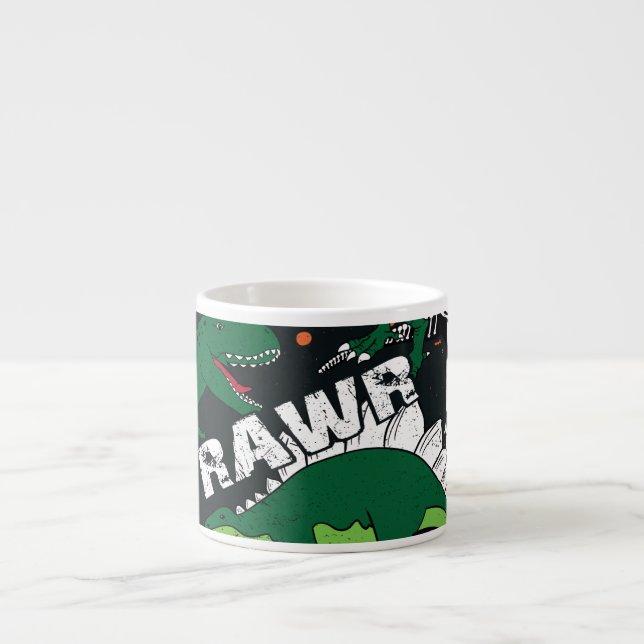 Dinosaur skeleton, grunge seamless pattern. espresso cup (Front)