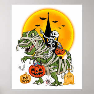 dinosaur skeleton halloween poster