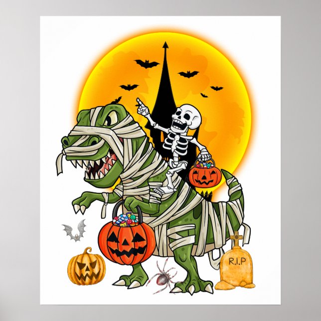 dinosaur skeleton halloween poster (Front)