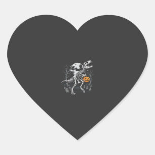 Dinosaur Skeleton Halloween Pumpkin Graveyard Desi Heart Sticker