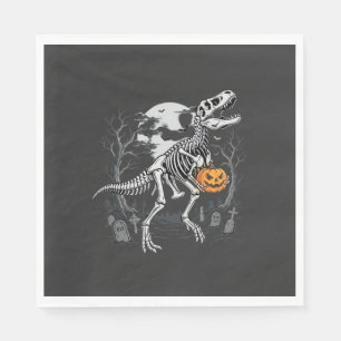 Dinosaur Skeleton Halloween Pumpkin Graveyard Desi Napkin