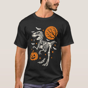 Dinosaur Skeleton Halloween Pumpkin Trick Or Treat T-Shirt