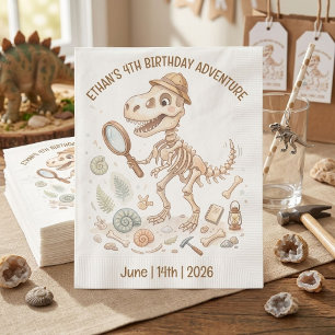 Dinosaur Skeleton Paleontologist Boy 4th Birthday Napkin