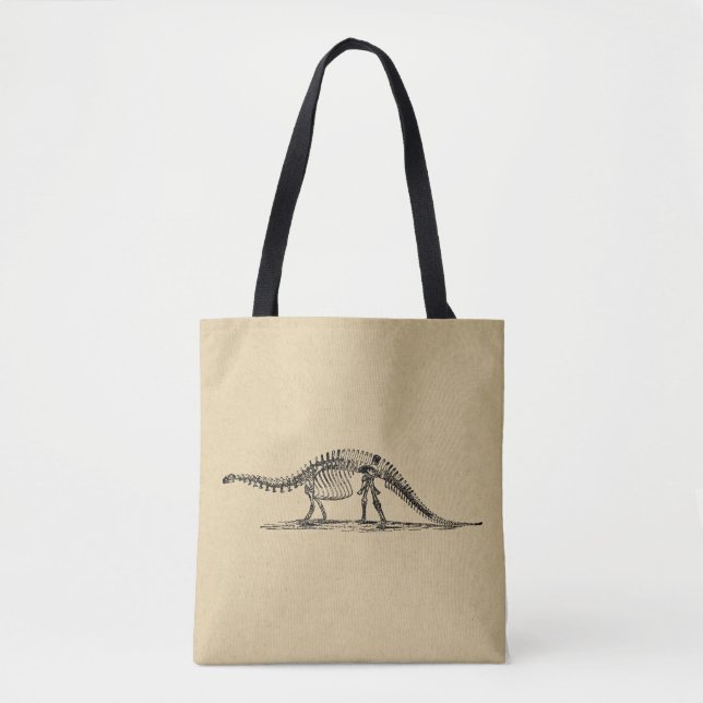 Dinosaur Skeleton Vintage Art Tote Bag (Front)