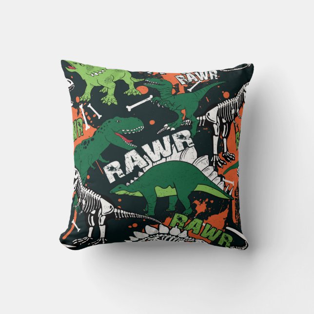 Dinosaur skeleton. Vintage grunge pattern Cushion (Front)